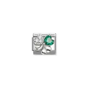Composable Classic Link, Clover, White-Green CZ