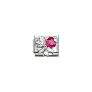 Composable Classic Link, Clover, White-Red CZ