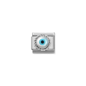 Charm, Composable Link, Greek Eye, sterling silver