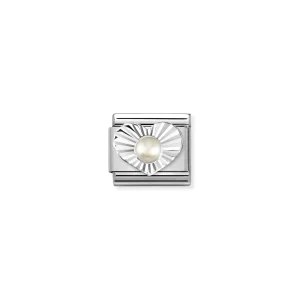 Charm, Composable Link, silver Heart, White Pearl