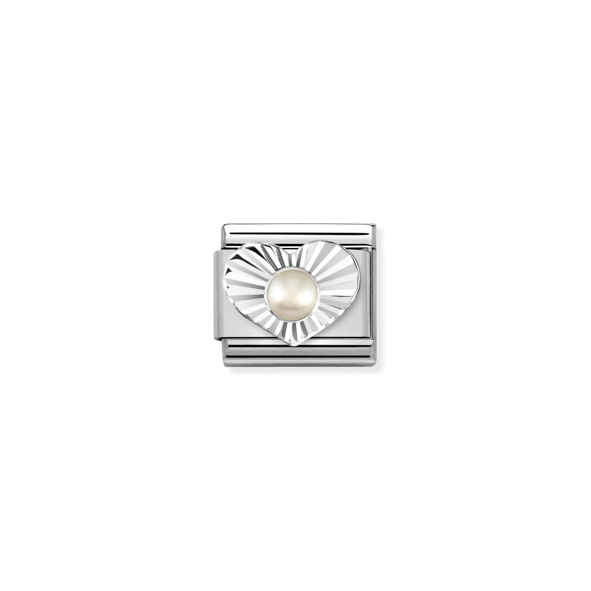 Charm, Composable Link, silver Heart, White Pearl - Nomination Qatar Charm, Composable Link, silver Heart, White Pearl
