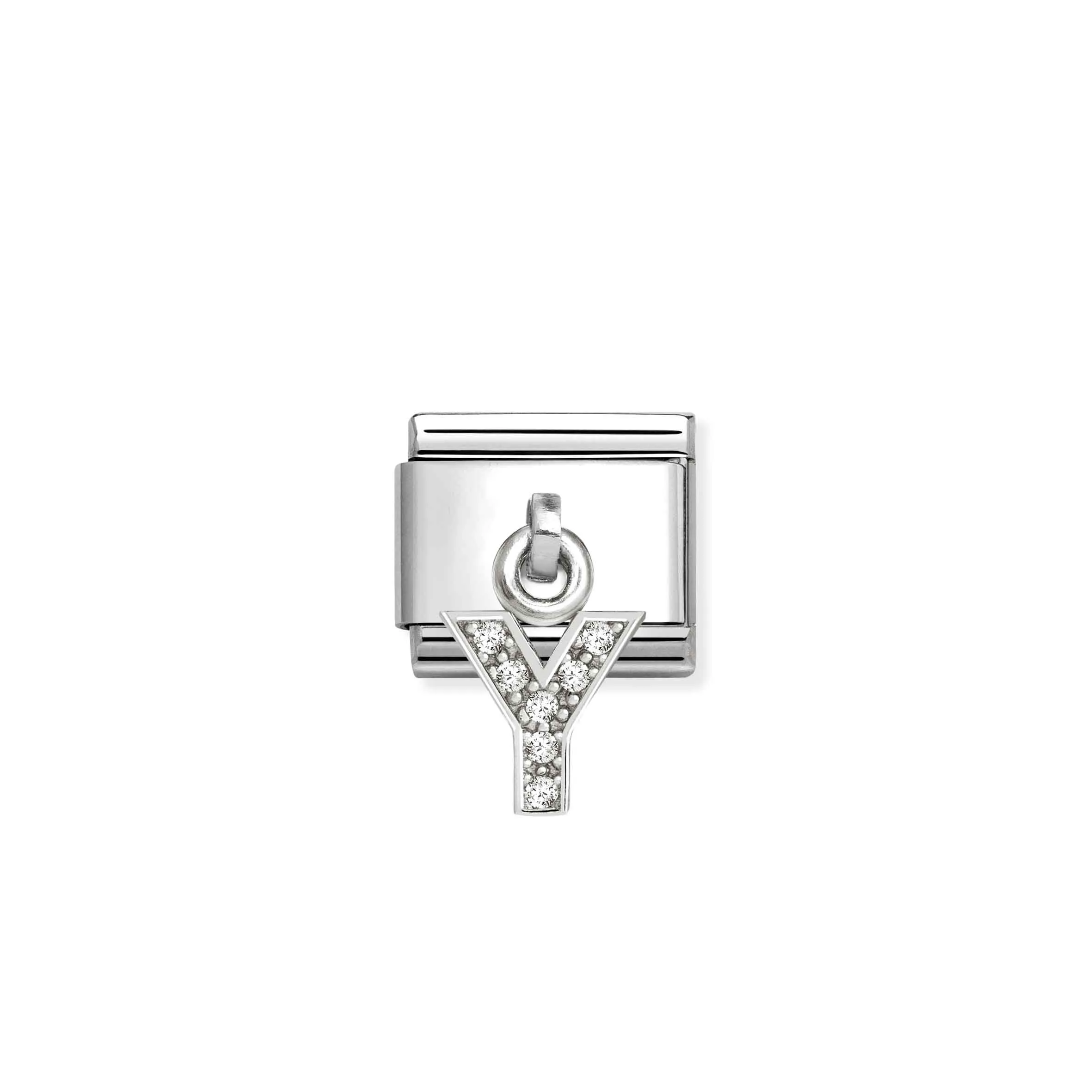 Composable Classic Link, CZ Letter Y Pendant - Nomination Qatar Composable Classic Link, CZ Letter Y Pendant