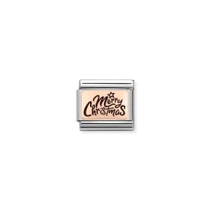 Charm, Composable Link, MERRY CHRISTMAS Rosegold