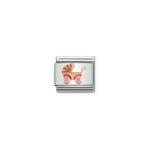 Charm, Composable Link, Pram with Pink Stones