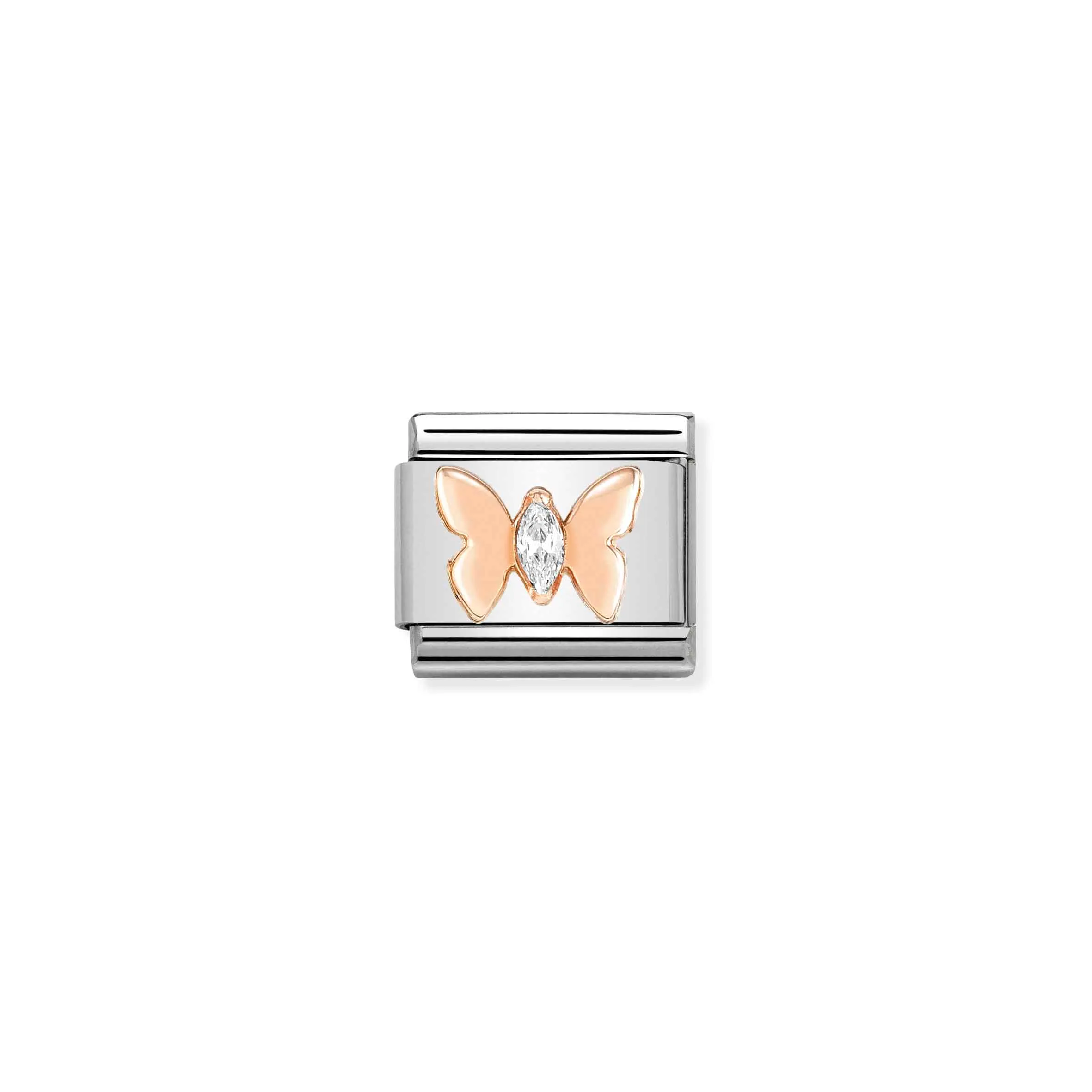 Charm, Composable Link, Rose gold Butterfly with Stone - Nomination Qatar Charm, Composable Link, Rose gold Butterfly with Stone