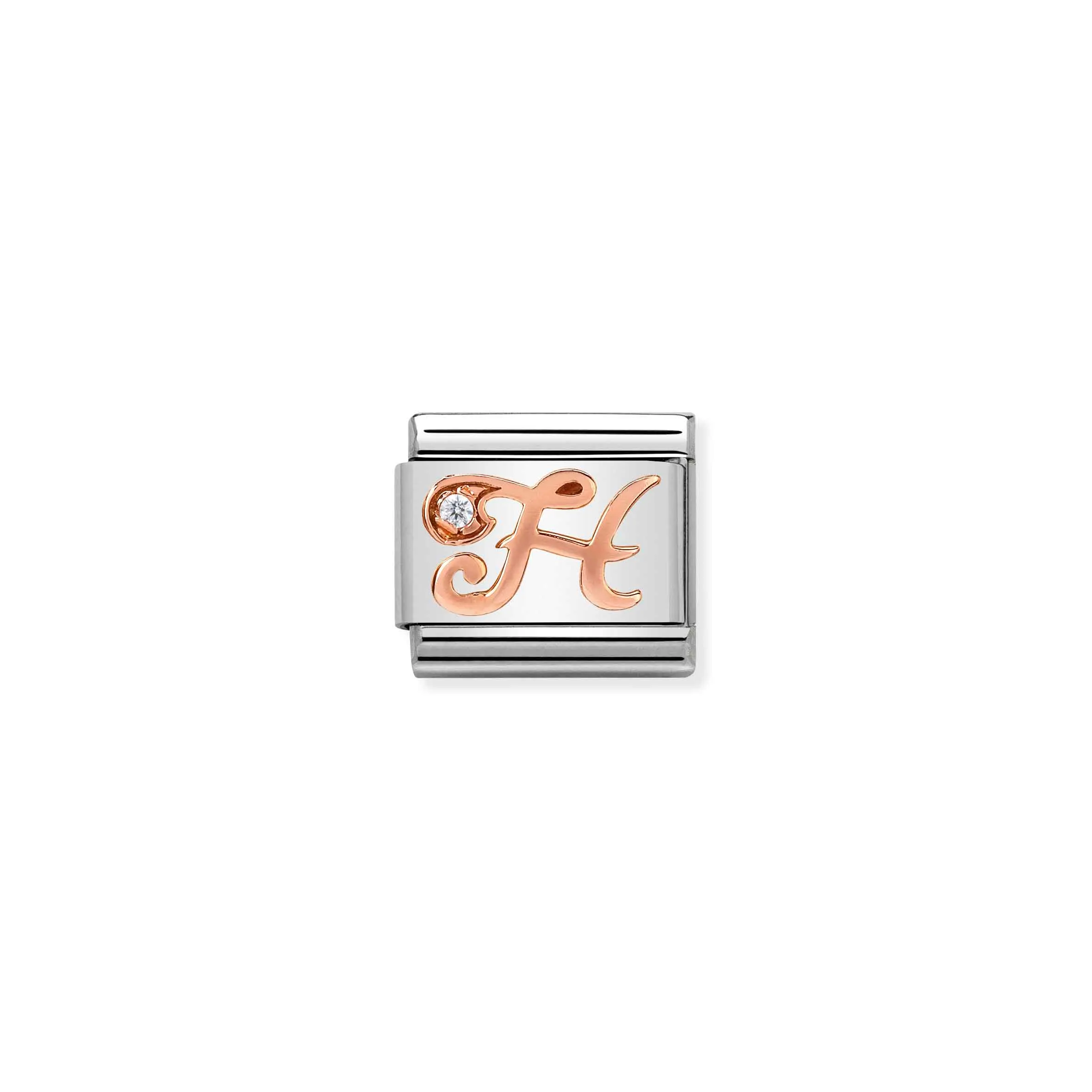 Charm, Composable Link, Letter H in Rose Gold and Zirconia - Nomination Qatar Charm, Composable Link, Letter H in Rose Gold and Zirconia