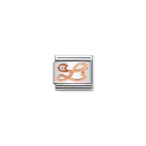 Charm, Composable Link, Letter L in Rose Gold and Cubic Zirconia