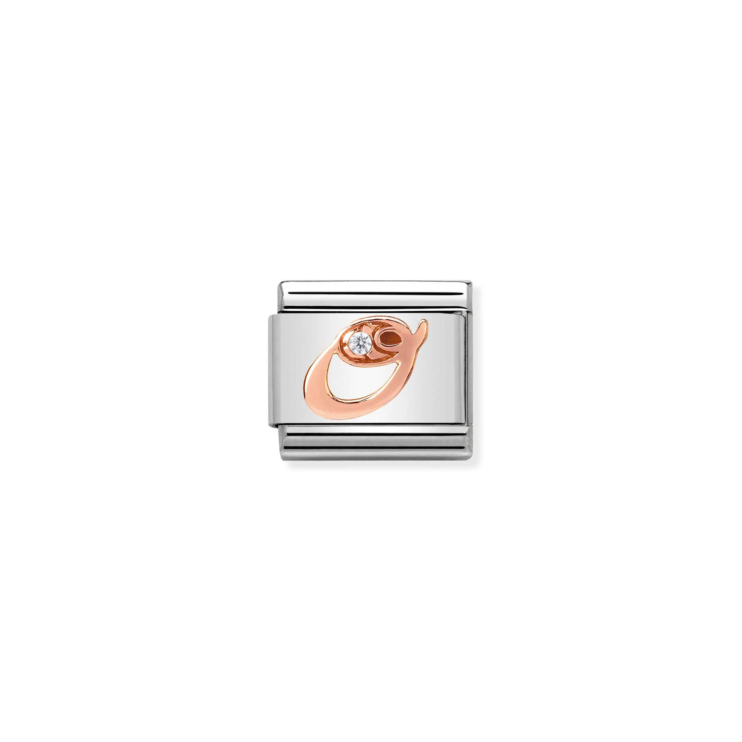 Charm, Composable Link, Letter O in Rose Gold and Cubic Zirconia - Nomination Qatar Charm, Composable Link, Letter O in Rose Gold and Cubic Zirconia