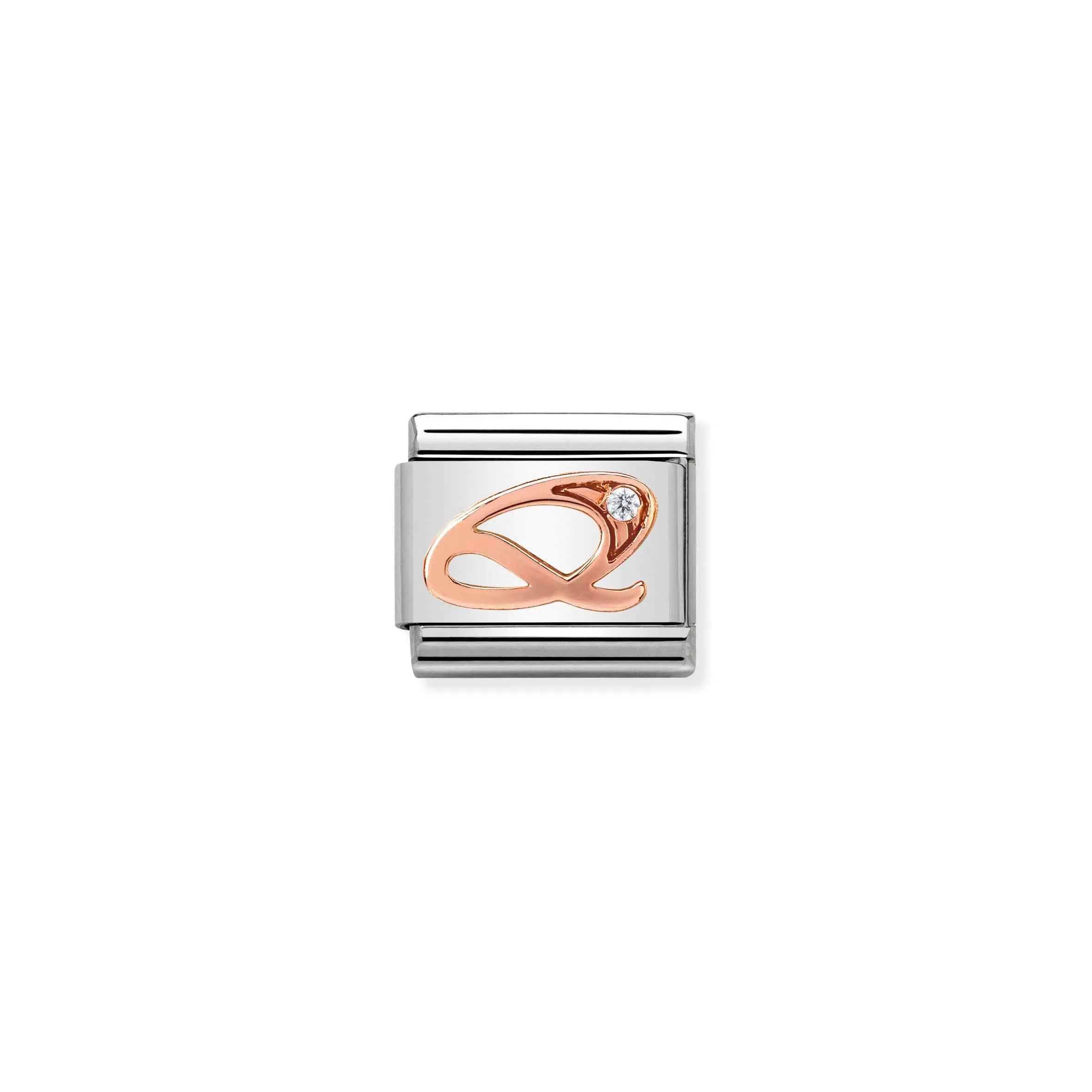 Charm, Composable Link, Letter Q in Rose Gold and Cubic Zirconia - Nomination Qatar Charm, Composable Link, Letter Q in Rose Gold and Cubic Zirconia