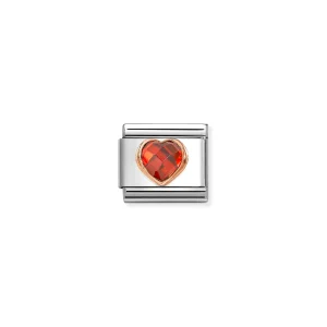 Charm, Composable Link, Red faceted Heart