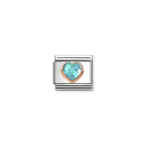 Charm, Composable Link, Heart with Light Blue CZ