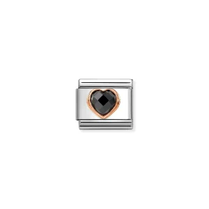 Charm, Composable Link, Heart with Black CZ