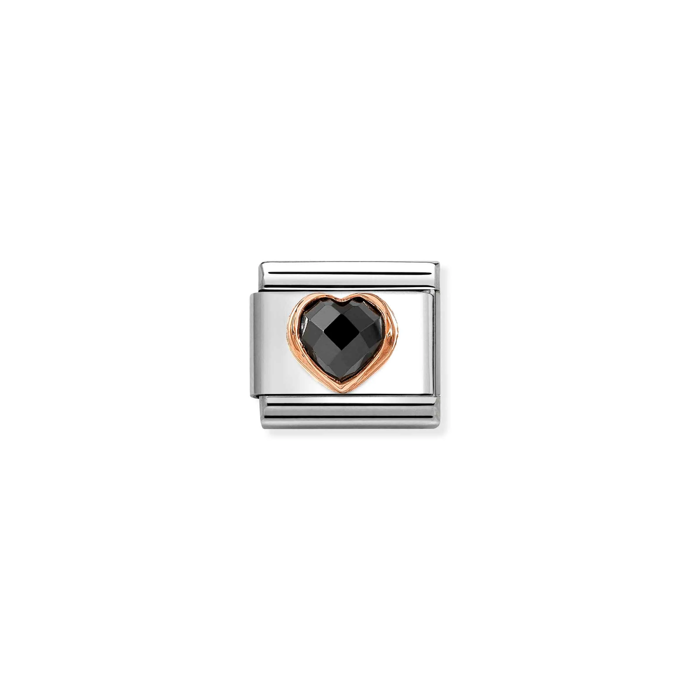 Charm, Composable Link, Heart with Black CZ - Nomination Qatar Charm, Composable Link, Heart with Black CZ
